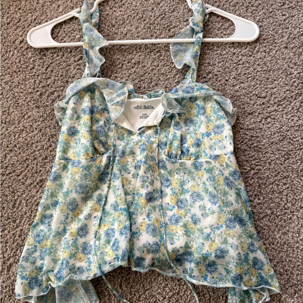 Wild Fable Floral Tank Top - Blue and Yellow